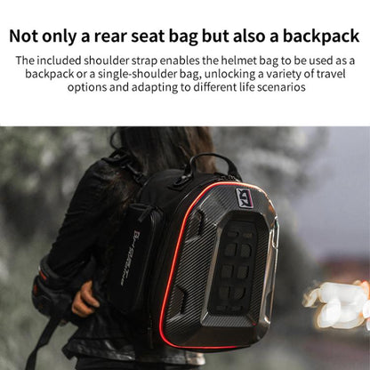 GHOST RACING GR-CWB07 LED Light Motorcycle Rear Seat Bag Riding Helmet Hard Shell Backpack, Style:Matte PU(Red Stripe) - Bags & Luggages by GHOST RACING | Online Shopping UK | buy2fix