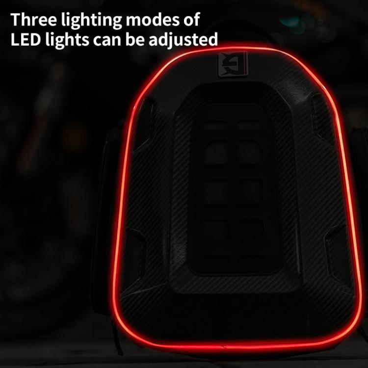 GHOST RACING GR-CWB07 LED Light Motorcycle Rear Seat Bag Riding Helmet Hard Shell Backpack, Style:Matte PU(Red Stripe) - Bags & Luggages by GHOST RACING | Online Shopping UK | buy2fix