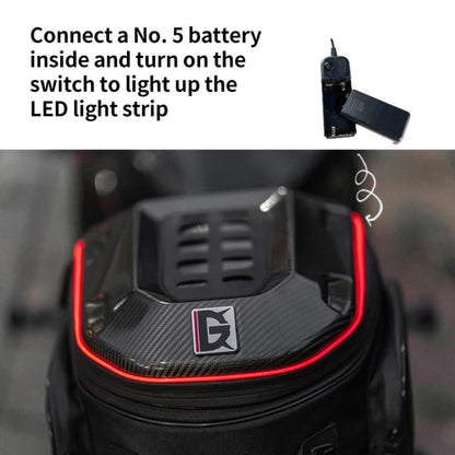 GHOST RACING GR-CWB07 LED Light Motorcycle Rear Seat Bag Riding Helmet Hard Shell Backpack, Style:Matte PU(Red Stripe) - Bags & Luggages by GHOST RACING | Online Shopping UK | buy2fix