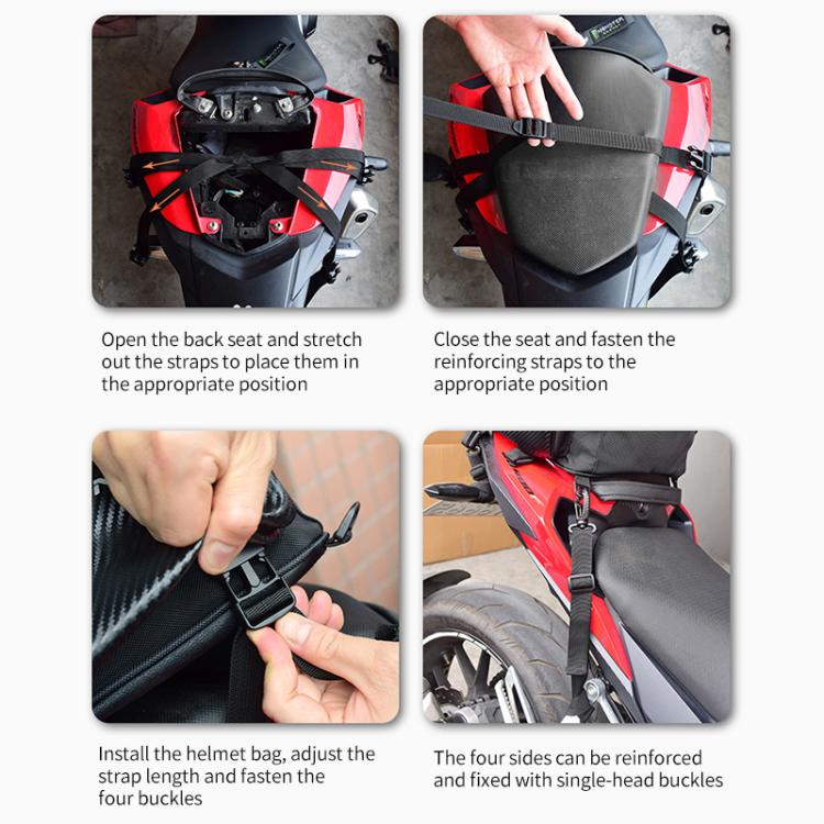 GHOST RACING GR-CWB07 LED Light Motorcycle Rear Seat Bag Riding Helmet Hard Shell Backpack, Style:Matte PU(Red Stripe) - Bags & Luggages by GHOST RACING | Online Shopping UK | buy2fix