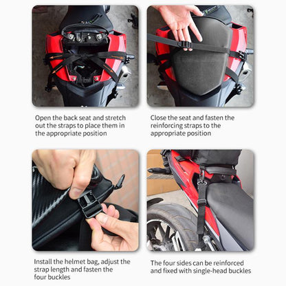 GHOST RACING GR-CWB07 LED Light Motorcycle Rear Seat Bag Riding Helmet Hard Shell Backpack, Style:Matte PU(Red Stripe) - Bags & Luggages by GHOST RACING | Online Shopping UK | buy2fix