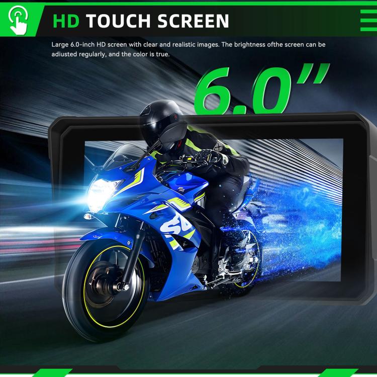 6 inch Motorcycle Wireless CarPlay and Android Auto Display Screen Navigator(Black) - Electrical Instruments by buy2fix | Online Shopping UK | buy2fix