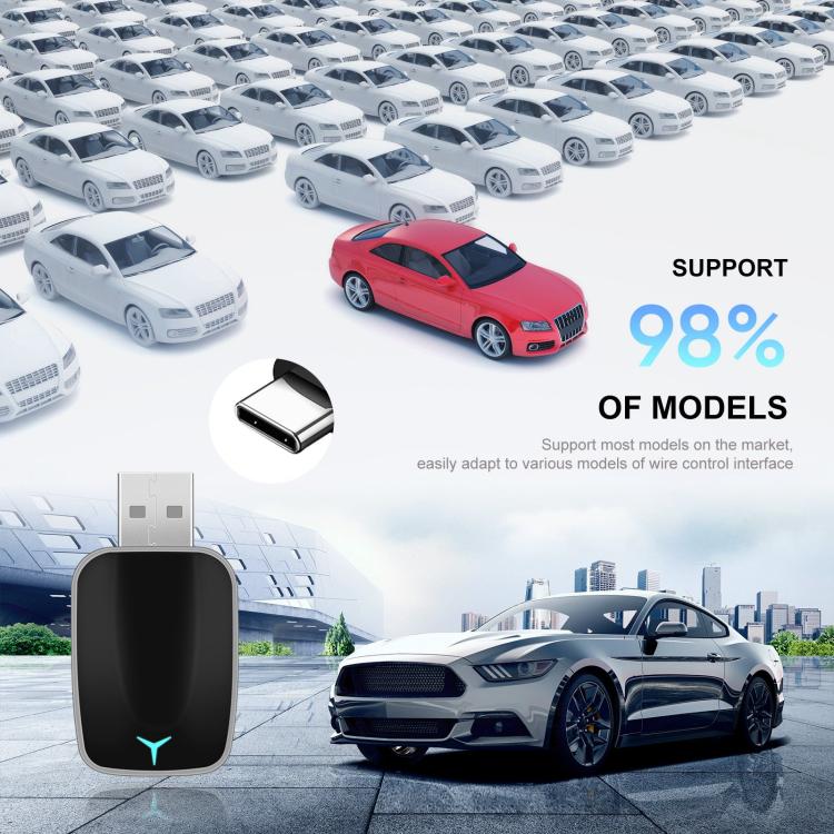 Car CarPlay and Android Auto Wired to Wireless Smart Box Adapter with Type-C Converter(Pink) - Bluetooth Adapters by buy2fix | Online Shopping UK | buy2fix