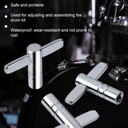 CT-826 T-shaped Square Hole Drum Key Universal Adjustment Wrench Tool for Drum Set(Silver) - Percussion Accessories by buy2fix | Online Shopping UK | buy2fix