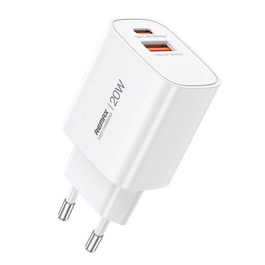REMAX U187-AC 20W USB and Type-C GaN Fast Charger, Specification:EU Plug(White) - USB Charger by REMAX | Online Shopping UK | buy2fix