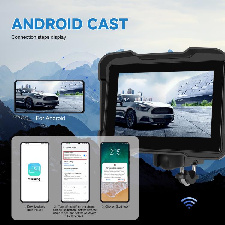 Motorcycle Wireless CarPlay and Android Auto 5 inch HD Screen Waterproof Navigator(Black) - Electrical Instruments by buy2fix | Online Shopping UK | buy2fix