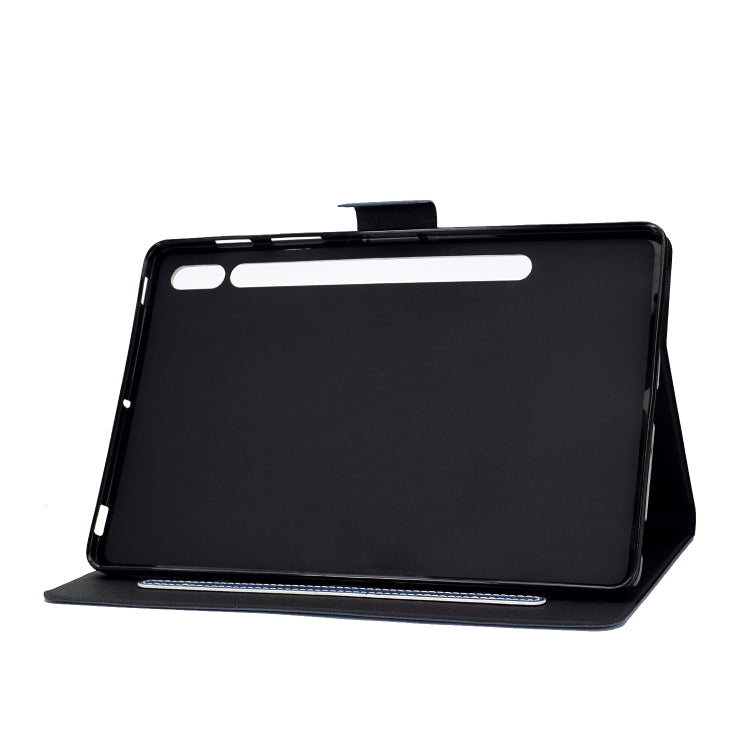 For Samsung Galaxy Tab S8 / Galaxy Tab S7 11.0 T870 Cowhide Texture Horizontal Flip Leather Case with Holder & Card Slots & Sleep / Wake-up(Blue) by buy2fix