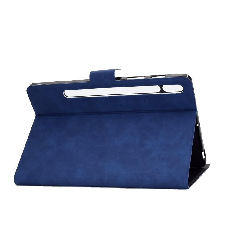 For Samsung Galaxy Tab S8 / Galaxy Tab S7 11.0 T870 Cowhide Texture Horizontal Flip Leather Case with Holder & Card Slots & Sleep / Wake-up(Blue) by buy2fix