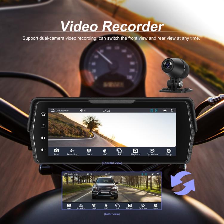 Portable Motorcycle Wireless CarPlay and Android Auto 6.86 inch HD Screen Waterproof Navigator(Black) - Electrical Instruments by buy2fix | Online Shopping UK | buy2fix