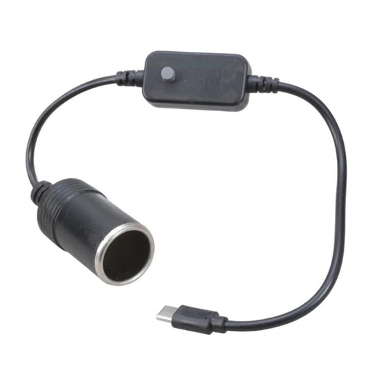 5V-20V Adjustable Voltage Type-C to Cigarette Lighter Socket Conversion Cable, Length:0.3m(Black) - Cigar Socket by buy2fix | Online Shopping UK | buy2fix
