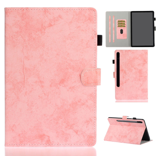 For Samsung Galaxy Tab S8 / Galaxy Tab S7 11.0 T870 Marble Style Cloth Texture Leather Case with Bracket & Card Slot & Pen Slot & Anti Skid Strip(Pink) by buy2fix