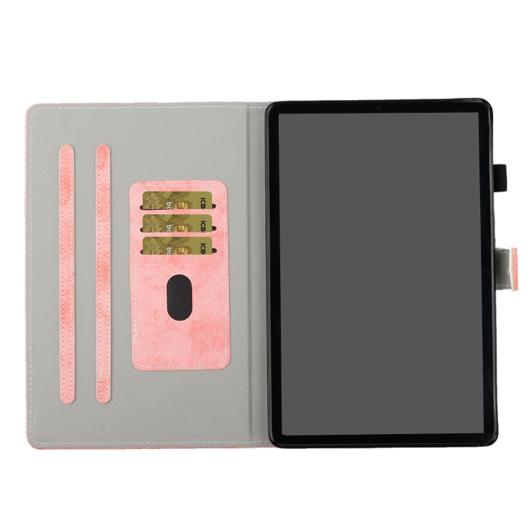 For Samsung Galaxy Tab S8 / Galaxy Tab S7 11.0 T870 Marble Style Cloth Texture Leather Case with Bracket & Card Slot & Pen Slot & Anti Skid Strip(Pink) - Galaxy Tab S8 Cases by buy2fix | Online Shopping UK | buy2fix