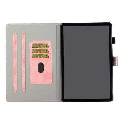For Samsung Galaxy Tab S8 / Galaxy Tab S7 11.0 T870 Marble Style Cloth Texture Leather Case with Bracket & Card Slot & Pen Slot & Anti Skid Strip(Pink) - Galaxy Tab S8 Cases by buy2fix | Online Shopping UK | buy2fix