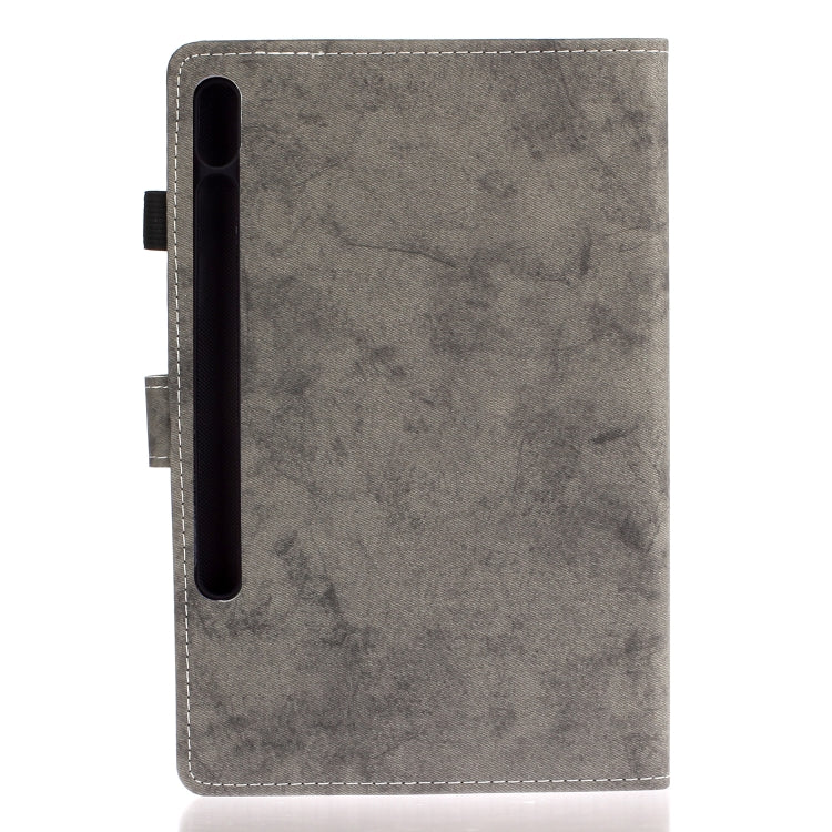 For Samsung Galaxy Tab S8 / Galaxy Tab S7 11.0 T870 Marble Style Cloth Texture Leather Case with Bracket & Card Slot & Pen Slot & Anti Skid Strip(Grey) - Galaxy Tab S8 Cases by buy2fix | Online Shopping UK | buy2fix