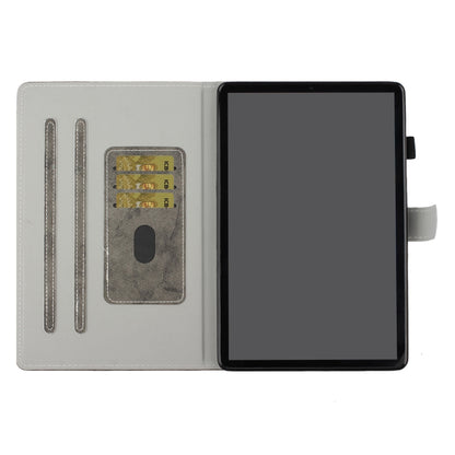 For Samsung Galaxy Tab S8 / Galaxy Tab S7 11.0 T870 Marble Style Cloth Texture Leather Case with Bracket & Card Slot & Pen Slot & Anti Skid Strip(Grey) - Galaxy Tab S8 Cases by buy2fix | Online Shopping UK | buy2fix