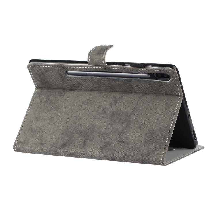 For Samsung Galaxy Tab S8 / Galaxy Tab S7 11.0 T870 Marble Style Cloth Texture Leather Case with Bracket & Card Slot & Pen Slot & Anti Skid Strip(Grey) - Galaxy Tab S8 Cases by buy2fix | Online Shopping UK | buy2fix
