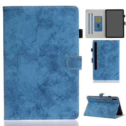 For Samsung Galaxy Tab S8 / Galaxy Tab S7 11.0 T870 Marble Style Cloth Texture Leather Case with Bracket & Card Slot & Pen Slot & Anti Skid Strip(Blue) by buy2fix