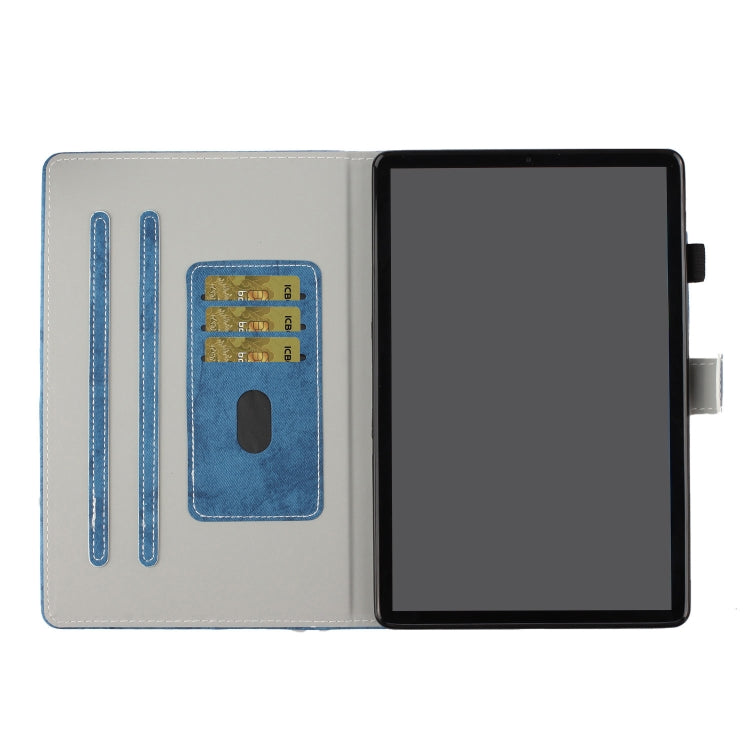 For Samsung Galaxy Tab S8 / Galaxy Tab S7 11.0 T870 Marble Style Cloth Texture Leather Case with Bracket & Card Slot & Pen Slot & Anti Skid Strip(Blue) by buy2fix