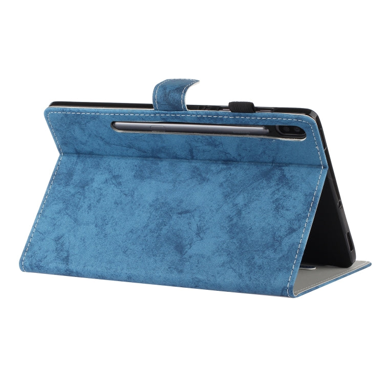 For Samsung Galaxy Tab S8 / Galaxy Tab S7 11.0 T870 Marble Style Cloth Texture Leather Case with Bracket & Card Slot & Pen Slot & Anti Skid Strip(Blue) by buy2fix