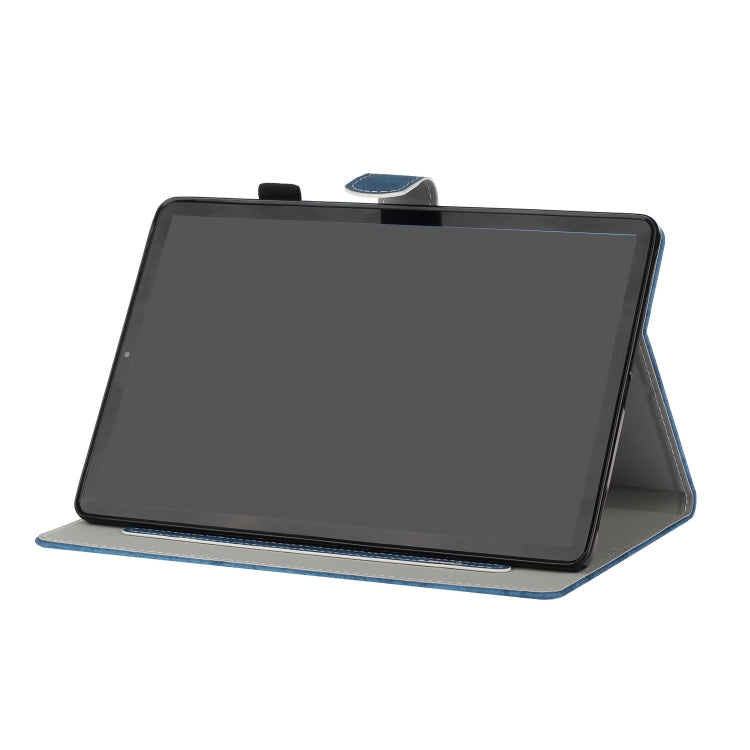 For Samsung Galaxy Tab S8 / Galaxy Tab S7 11.0 T870 Marble Style Cloth Texture Leather Case with Bracket & Card Slot & Pen Slot & Anti Skid Strip(Blue) by buy2fix