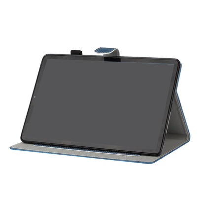 For Samsung Galaxy Tab S8 / Galaxy Tab S7 11.0 T870 Marble Style Cloth Texture Leather Case with Bracket & Card Slot & Pen Slot & Anti Skid Strip(Blue) by buy2fix