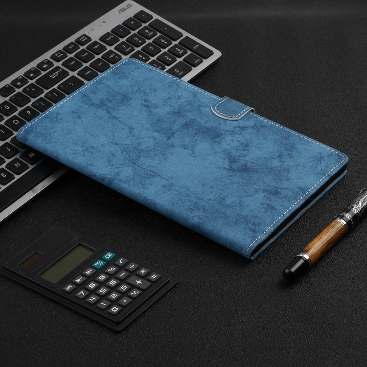 For Samsung Galaxy Tab S8 / Galaxy Tab S7 11.0 T870 Marble Style Cloth Texture Leather Case with Bracket & Card Slot & Pen Slot & Anti Skid Strip(Blue) by buy2fix