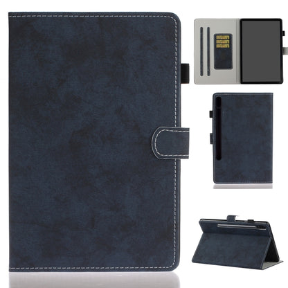 For Samsung Galaxy Tab S8 / Galaxy Tab S7 11.0 T870 Marble Style Cloth Texture Leather Case with Bracket & Card Slot & Pen Slot & Anti Skid Strip(Dark Blue) by buy2fix