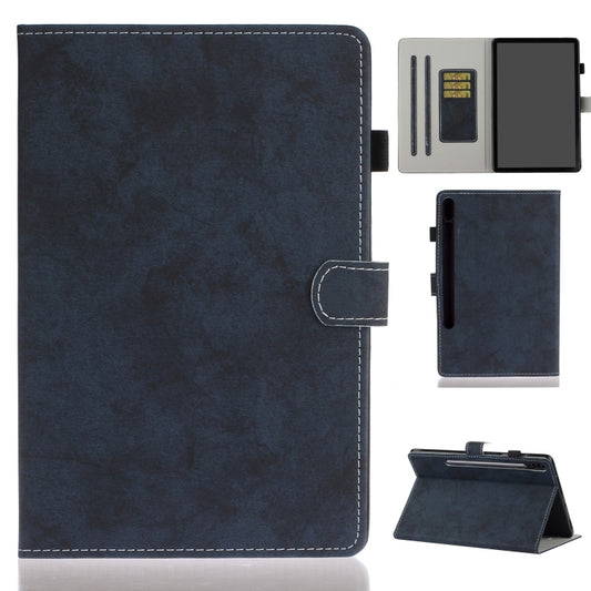 For Samsung Galaxy Tab S8 / Galaxy Tab S7 11.0 T870 Marble Style Cloth Texture Leather Case with Bracket & Card Slot & Pen Slot & Anti Skid Strip(Dark Blue) by buy2fix
