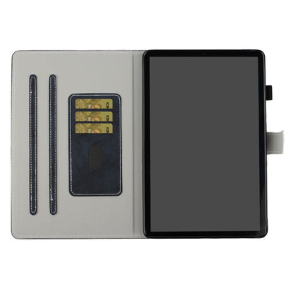 For Samsung Galaxy Tab S8 / Galaxy Tab S7 11.0 T870 Marble Style Cloth Texture Leather Case with Bracket & Card Slot & Pen Slot & Anti Skid Strip(Dark Blue) by buy2fix