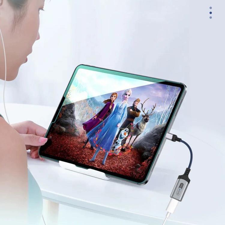 MH-306 USB-C / Type-C to 8 Pin Audio Earphone Adapter with Indicator Light(Blue Grey) - Earphone Adapter by buy2fix | Online Shopping UK | buy2fix