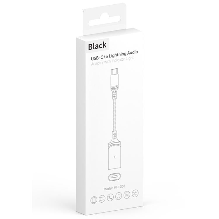 MH-306 USB-C / Type-C to 8 Pin Audio Earphone Adapter with Indicator Light(Blue Grey) - Earphone Adapter by buy2fix | Online Shopping UK | buy2fix