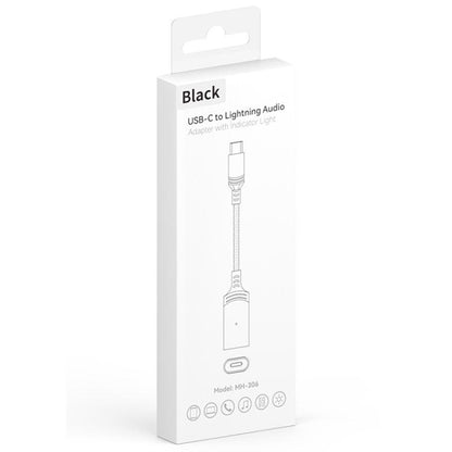 MH-306 USB-C / Type-C to 8 Pin Audio Earphone Adapter with Indicator Light(Blue Grey) - Earphone Adapter by buy2fix | Online Shopping UK | buy2fix