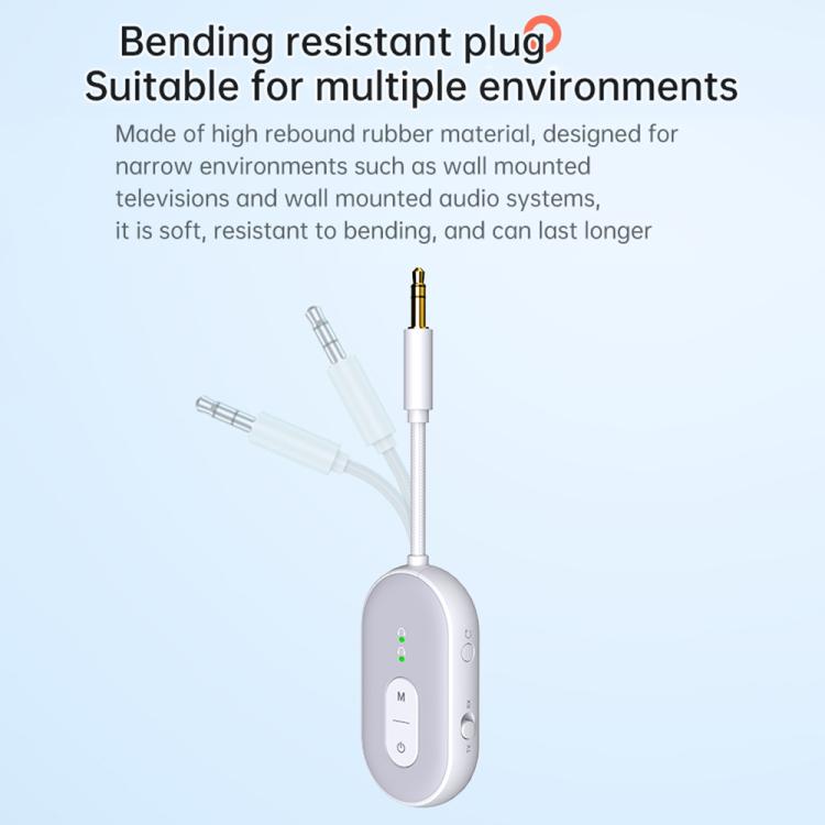BT-20 2 in 1 Car Wireless Audio Adapter 3.5mm Audio Receiver Transmitter(White) - Audio Receiver Transmitter by buy2fix | Online Shopping UK | buy2fix