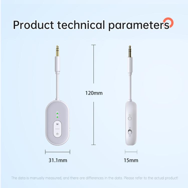 BT-20 2 in 1 Car Wireless Audio Adapter 3.5mm Audio Receiver Transmitter(White) - Audio Receiver Transmitter by buy2fix | Online Shopping UK | buy2fix