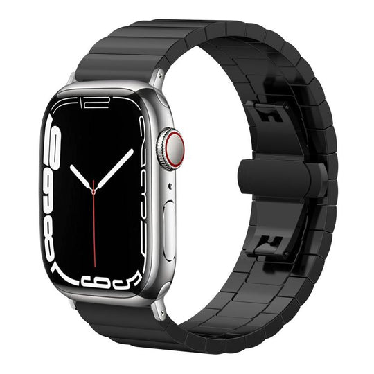 For Apple Watch 38 / 40 / 41 / S10 42mm 20mm xDfind One-bead Bamboo Solid Stainless Steel Watch Band(Black)