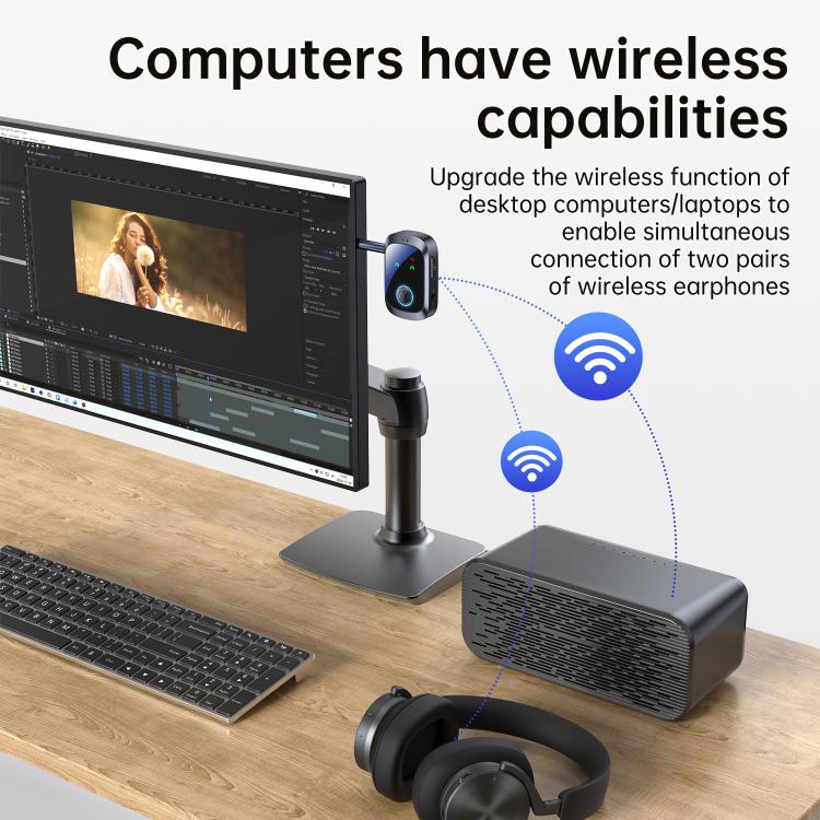 C86S Pro 2 in 1 Car Wireless Audio Adapter 3.5mm Audio Receiver Transmitter(Black) - Audio Receiver Transmitter by buy2fix | Online Shopping UK | buy2fix