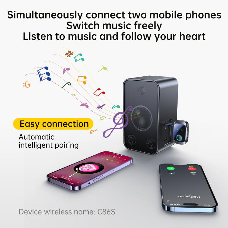 C86S Pro 2 in 1 Car Wireless Audio Adapter 3.5mm Audio Receiver Transmitter(Black) - Audio Receiver Transmitter by buy2fix | Online Shopping UK | buy2fix