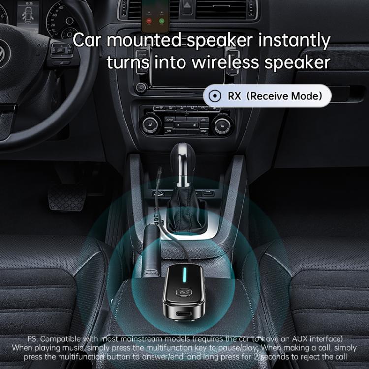 C89 2 in 1 Back Clip Wireless Audio Adapter Car 3.5mm Audio Receiver Transmitter(Black) - Audio Receiver Transmitter by buy2fix | Online Shopping UK | buy2fix