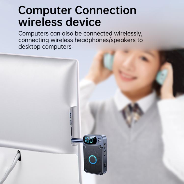 JS2 2 in 1 Car Wireless Audio Adapter 3.5mm Audio Receiver Transmitter(Black) - Audio Receiver Transmitter by buy2fix | Online Shopping UK | buy2fix