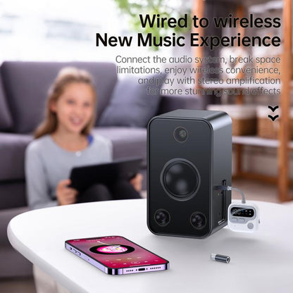 JS4 2 in 1 Car Digital Display Wireless Audio Adapter 3.5mm Audio Receiver Transmitter(White) - Audio Receiver Transmitter by buy2fix | Online Shopping UK | buy2fix