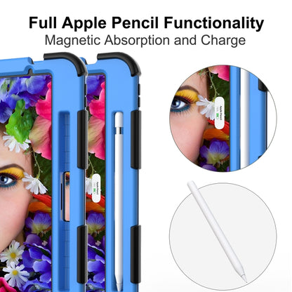 For iPad Air 2022 / 2020 10.9 Shockproof Two-Color Silicone Protective Case with Holder(Black + Blue) - iPad Air (2022) / (2020) 10.9 Cases by buy2fix | Online Shopping UK | buy2fix