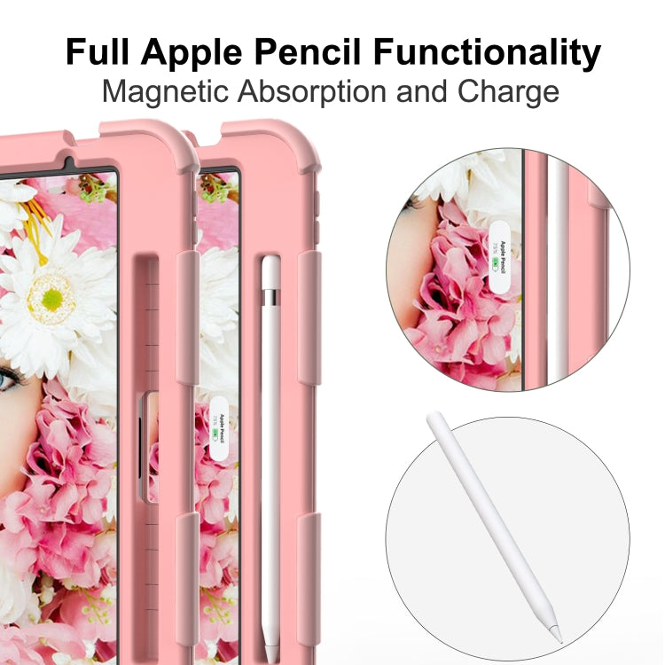For iPad Air 2022 / 2020 10.9 Shockproof Two-Color Silicone Protective Case with Holder(Rose Gold + Rose Gold) - iPad Air (2022) / (2020) 10.9 Cases by buy2fix | Online Shopping UK | buy2fix