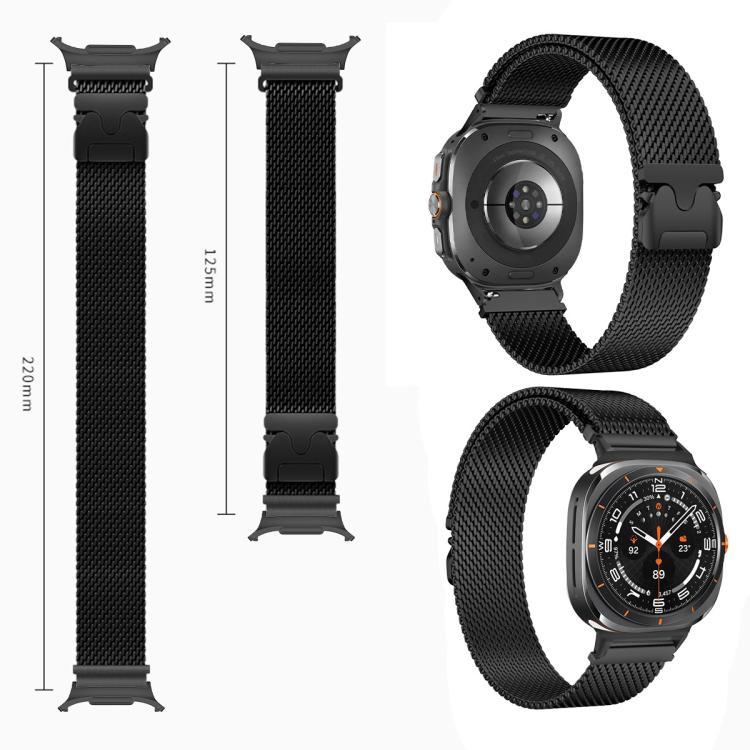 For Samsung Galaxy Watch Ultra / Ultra 2025 xDfind Milanese Parachute Buckle Stainless Steel Watch Band(Black) - Watch Bands by xDfind | Online Shopping UK | buy2fix