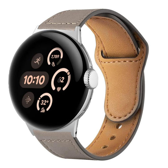 For Google Pixel Watch 5 / 4 / 3 45mm Reverse Buckle Genuine Leather Watch Band(Elephant Gray)