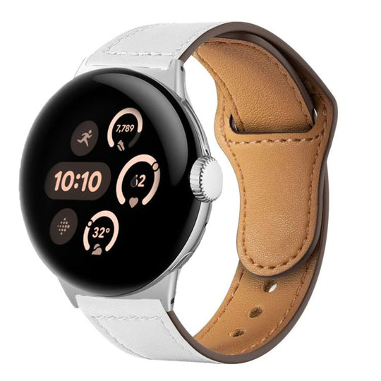 For Google Pixel Watch 5 / 4 / 3 45mm Reverse Buckle Genuine Leather Watch Band(White)