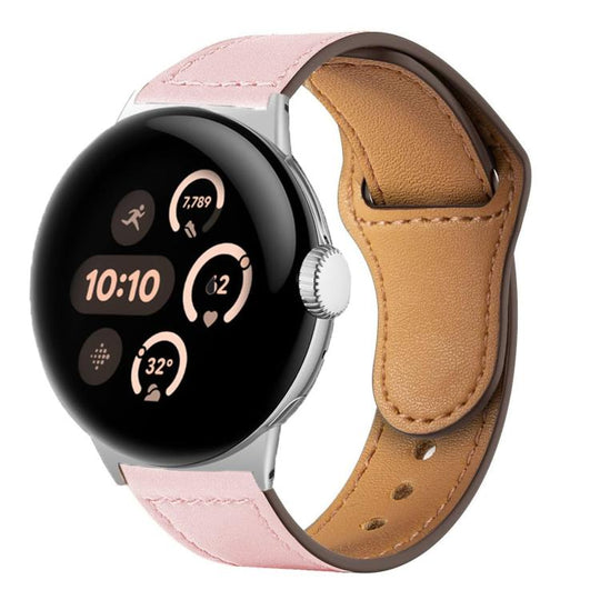 For Google Pixel Watch 5 / 4 / 3 / 2 / 1 41mm Reverse Buckle Genuine Leather Watch Band(Pink)