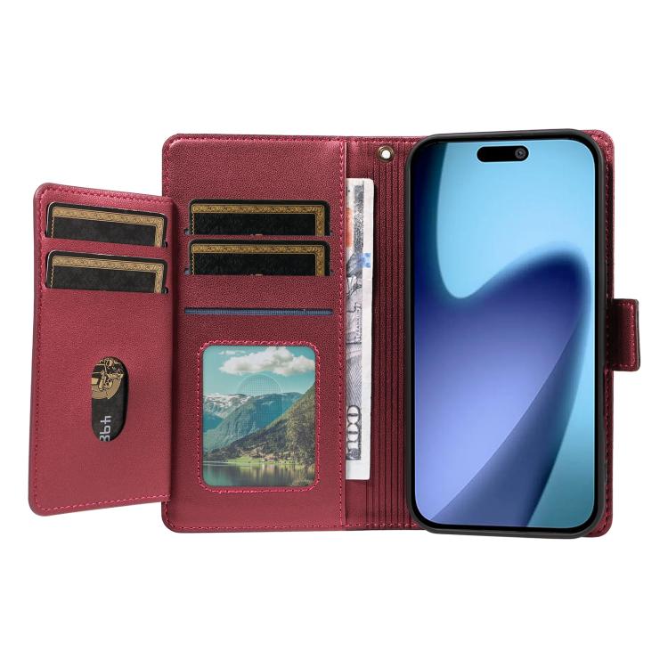 For iPhone Air Multi Card Wallet Leather Phone Case with Strap(Red) - iPhone Air Cases by buy2fix | Online Shopping UK | buy2fix