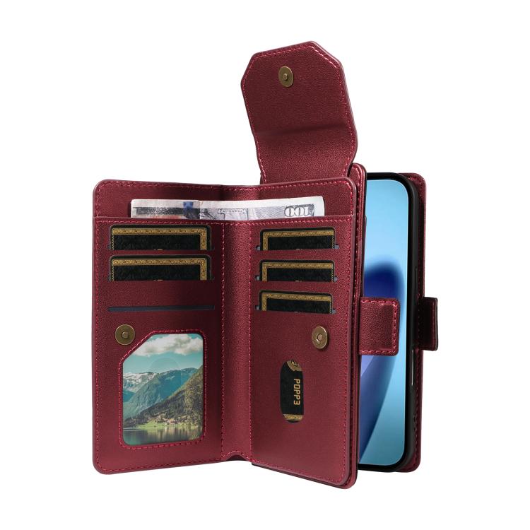 For iPhone Air Multi Card Wallet Leather Phone Case with Strap(Red) - iPhone Air Cases by buy2fix | Online Shopping UK | buy2fix