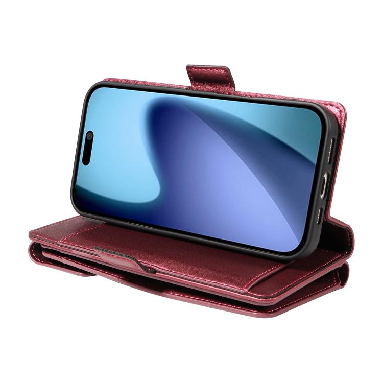 For iPhone Air Multi Card Wallet Leather Phone Case with Strap(Red) - iPhone Air Cases by buy2fix | Online Shopping UK | buy2fix