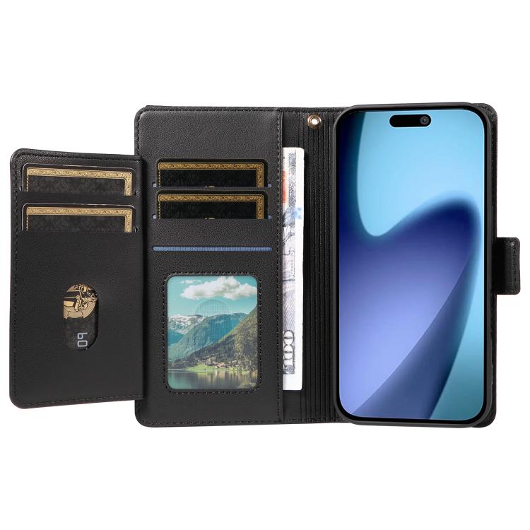 For iPhone Air Multi Card Wallet Leather Phone Case with Strap(Black) - iPhone Air Cases by buy2fix | Online Shopping UK | buy2fix
